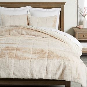 Pottery Barn Faux Fur King Size Quilt and Shams